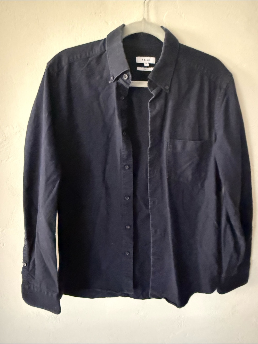 Reiss Navy Button-Down Cotton Shirt - Men's